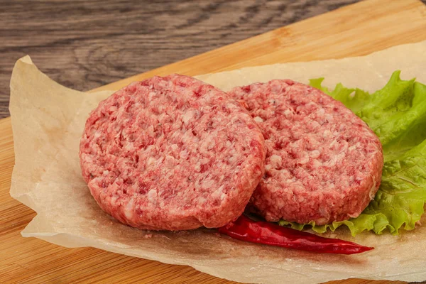 Chuleta Carne Res Cruda Para Hamburguesa —  Fotos de Stock