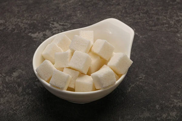 Refined White Granulated Sugar Cubs Bowl — Stock Photo, Image