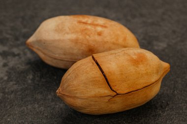 Ripe tasty Two whole pecan nuts