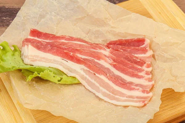 Pancetta Maiale Affettata Cruda Arrosto — Foto Stock