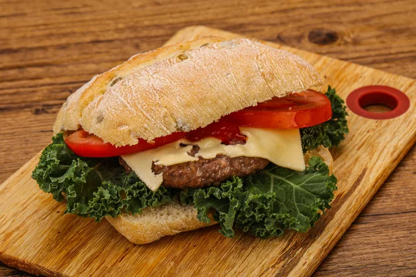 Italian ciabatta bread with burger cutlet