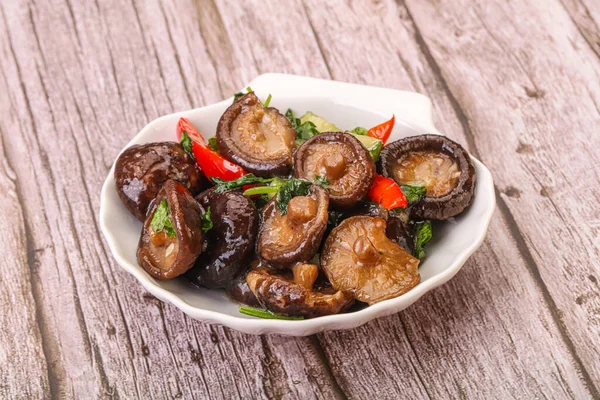 Marinované Houby Shiitake Bylinkami Kořením — Stock fotografie