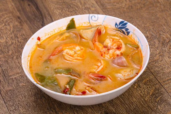 Famosa Sopa Tailandesa Tom Yam Con Gambas — Foto de Stock