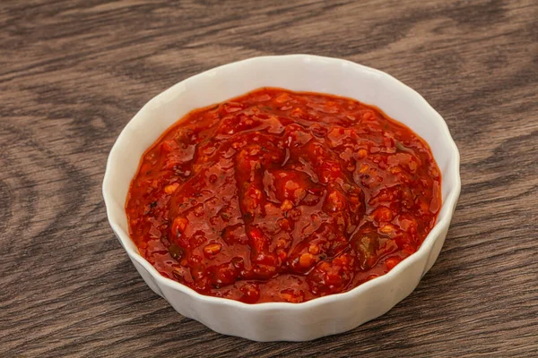 Tomato Hot Spicy Sauce Bowl — Stock Photo, Image