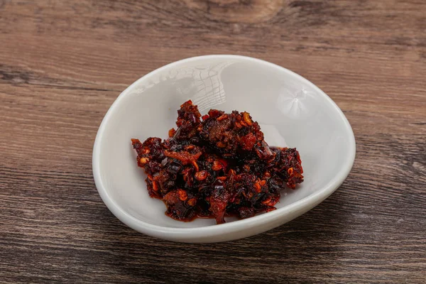 Vietnamesiska Stekt Chili Peppar Sås Med Olja — Stockfoto