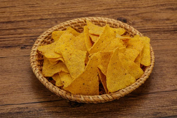 Messicano Croccante Mais Nachos Triangolo Mucchio — Foto Stock