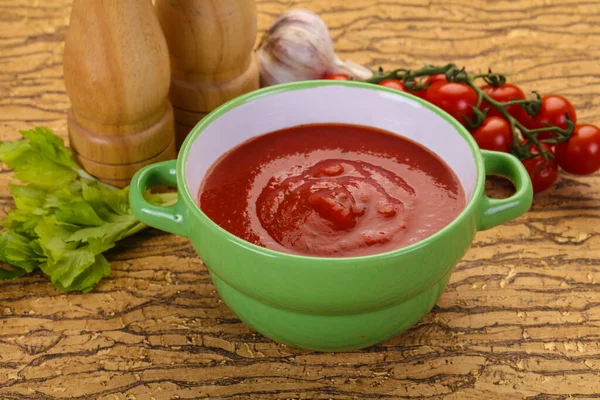 Sopa Tomate Mediterráneo Con Albahaca Especias —  Fotos de Stock