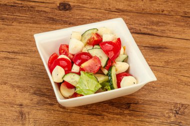 Sebzeli salata ve mozarlla peyniri.