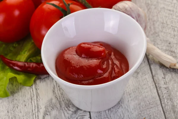 Sauce Tomate Ketchup Servi Poivre Ail — Photo