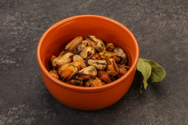 Mejillones Escabeche Con Especias Tazón — Foto de Stock