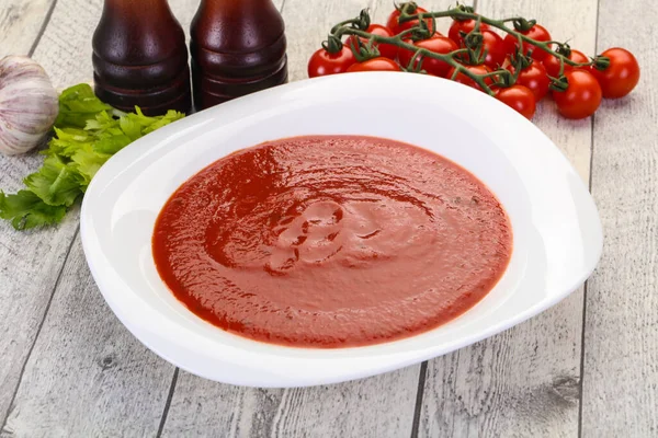 Sopa Tomate Mediterráneo Con Albahaca Especias —  Fotos de Stock