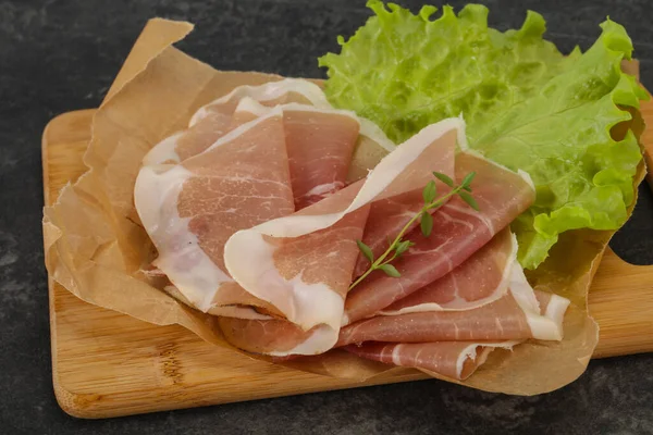 Italian Prosciutto Pork Meat Snack Board — Stock Photo, Image