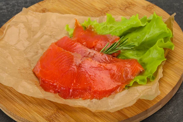 Aperitivo Filete Salmón Rodajas Servido Romero — Foto de Stock