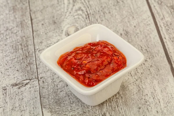 Molho Picante Quente Tomate Tigela — Fotografia de Stock