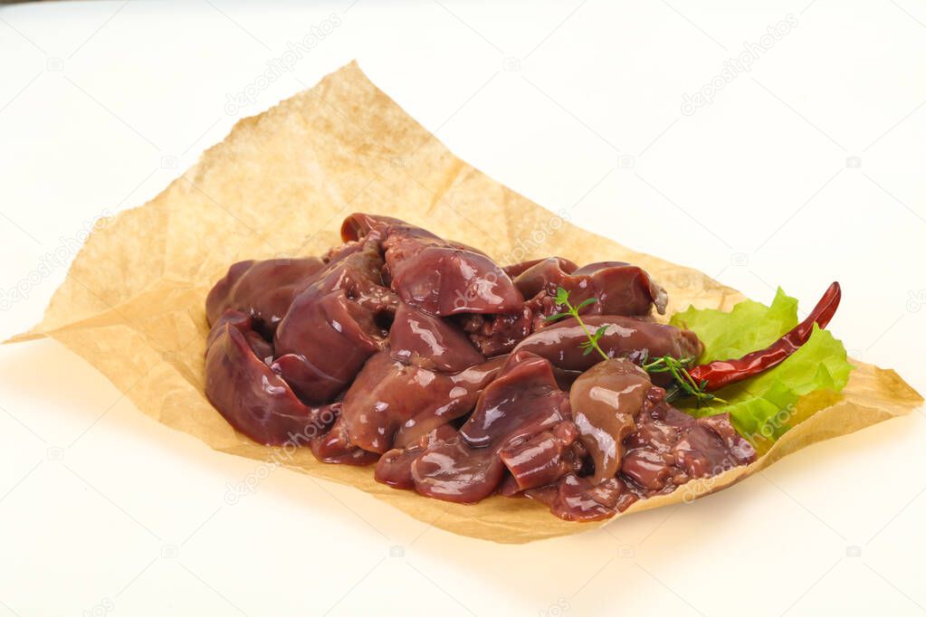 Raw chicken liver ready for cooking and roast
