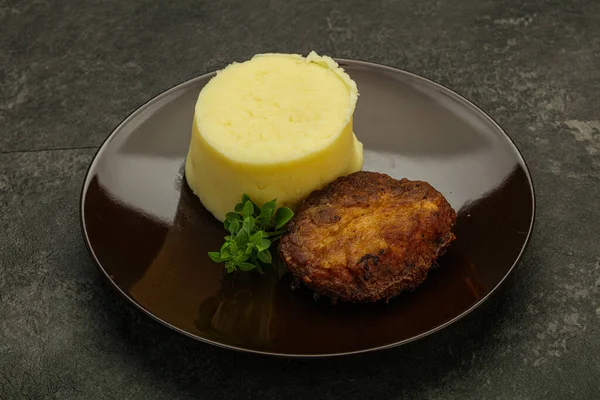 Mashed Potato Homemade Pork Cutlet — Stock Photo, Image