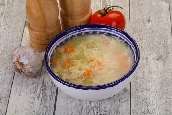 Куриный Суп Лапшой Морковью Сельдереем — стоковое фото