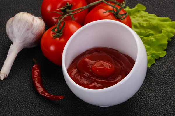 Sauce Tomate Ketchup Servi Poivre Ail — Photo