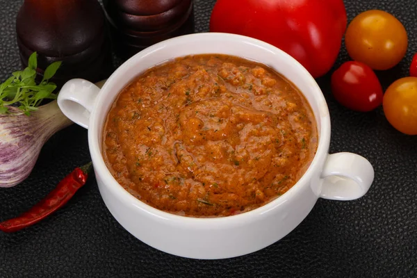 Beroemde Spaanse Gazpacho Tomaat Koude Soep — Stockfoto