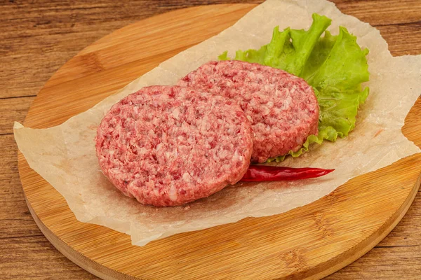 Costeleta Carne Crua Para Hambúrguer — Fotografia de Stock