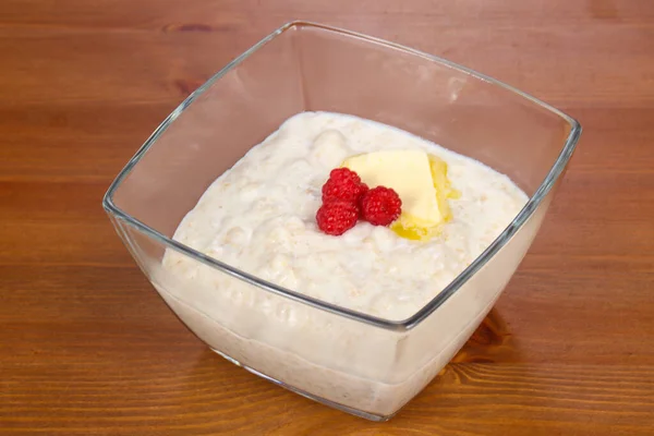 Dietary Rice Porridge Raspberry Butter — Stock Photo, Image