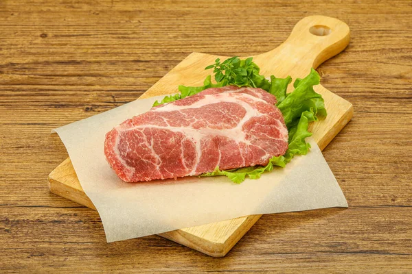 Steack Pescoço Carne Porco Cru Para Churrasqueira — Fotografia de Stock