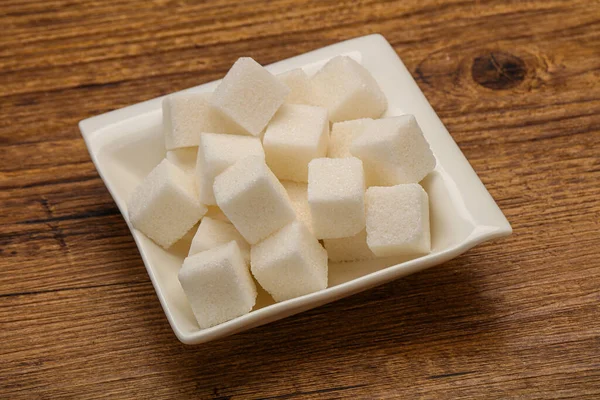 Refined White Granulated Sugar Cubs Bowl — Stock Photo, Image