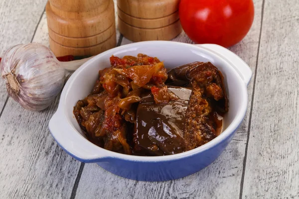 Snack Berenjena Imán Bayaldy Con Tomates Pimienta — Foto de Stock