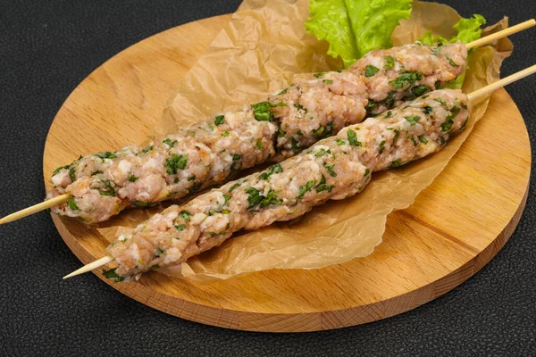 Raw Pork Skewer Kebab Ready Grill — Stock Photo, Image