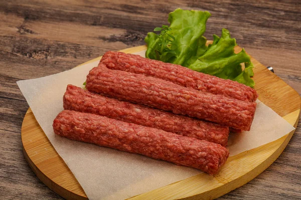 Raw Beef Sausages Spices Grill — Stock Photo, Image