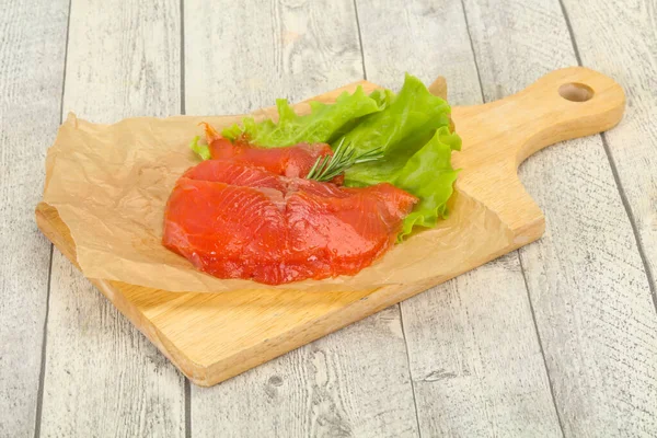 Filetto Salmone Affettato Spuntino Servito Rosmarino — Foto Stock