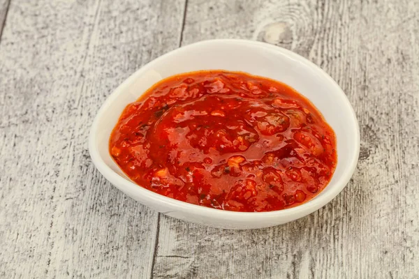 Tomato Hot Spicy Sauce Bowl — Stock Photo, Image