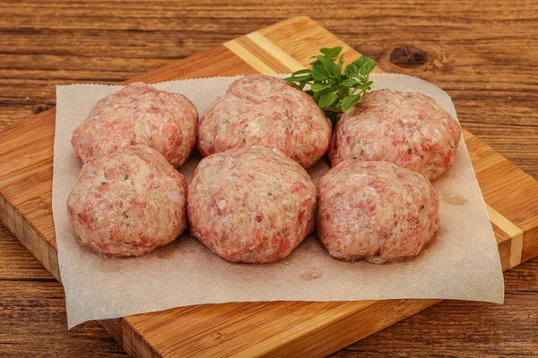 Cocina Dietética Albóndiga Pavo Crudo Para Cocinar —  Fotos de Stock