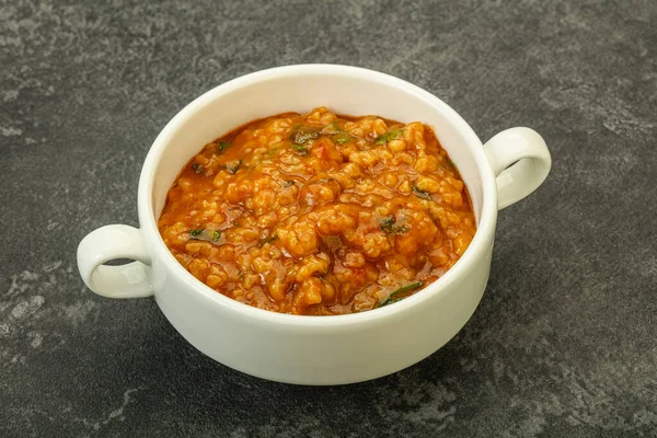 Sopa Tradicional Georgiana Kharcho Com Carne Especiarias — Fotografia de Stock