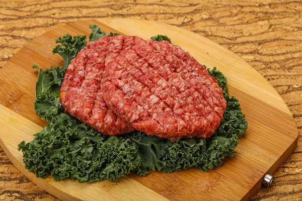 Raw Beef Burger Cutlet Grill — Stock Photo, Image