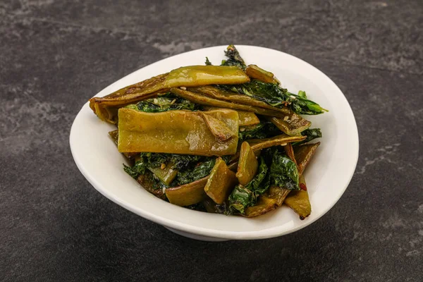 Cocina Pagana Con Frijol Verde Asado Col —  Fotos de Stock