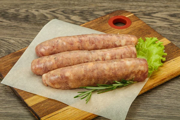 Raw Pork Meat Sausages Grill Served Rosemary — Stock Photo, Image