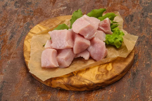 生鲜猪肉方块煮熟 — 图库照片