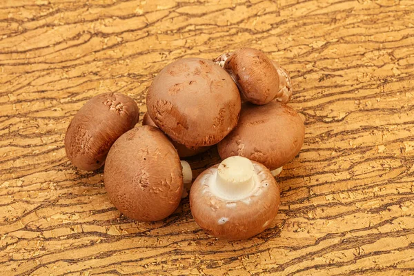 Tasty Raw Brown Champignons Background — Stock Photo, Image