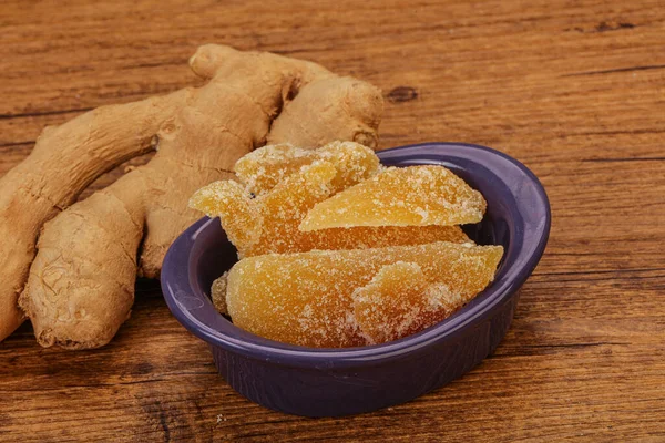 Trockener Süßer Ingwer Snack Der Schüssel — Stockfoto