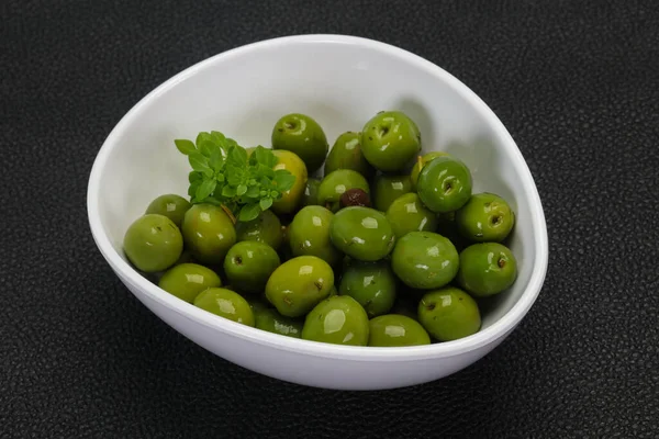 Salamura edilmiş yeşil Campo Kavanozda gerçek zeytin