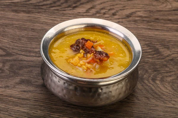 Pea soup with smoked pork ribs — Stock Image Pea Soup Smoked Pork Ribs Stock Picture
