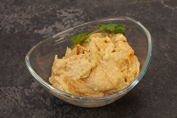 Veganská Strava Humus Paprikou — Stock fotografie