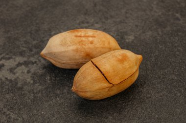 Ripe tasty Two whole pecan nuts