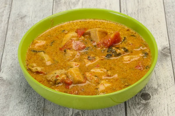 Traditionelle Thai Curry Hühnersuppe Mit Kokosmilch — Stockfoto