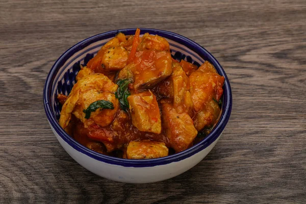 Pollo Con Salsa Ostras Verduras Servido Cilantro — Foto de Stock