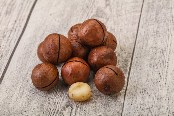 Brown Primo Piano Mucchio Noci Macadamia Sfondo — Foto Stock