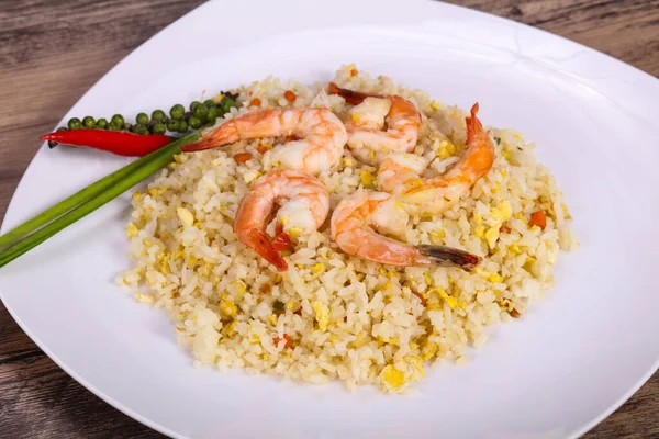 Arroz Frito Estilo Tailandês Com Camarão Ovo — Fotografia de Stock