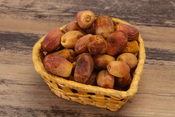 Dolci Gustosi Datteri Secchi Dessert Nel Cestino — Foto Stock