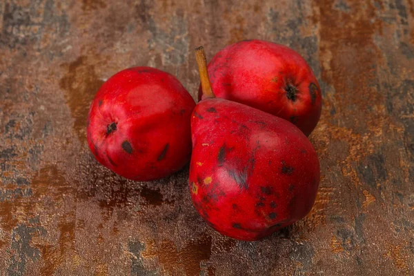 Maturare Dolce Rosso Gustoso Mucchio Pere — Foto Stock